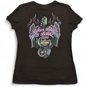 Harley-Davidson biker graphic tee with rhinestones